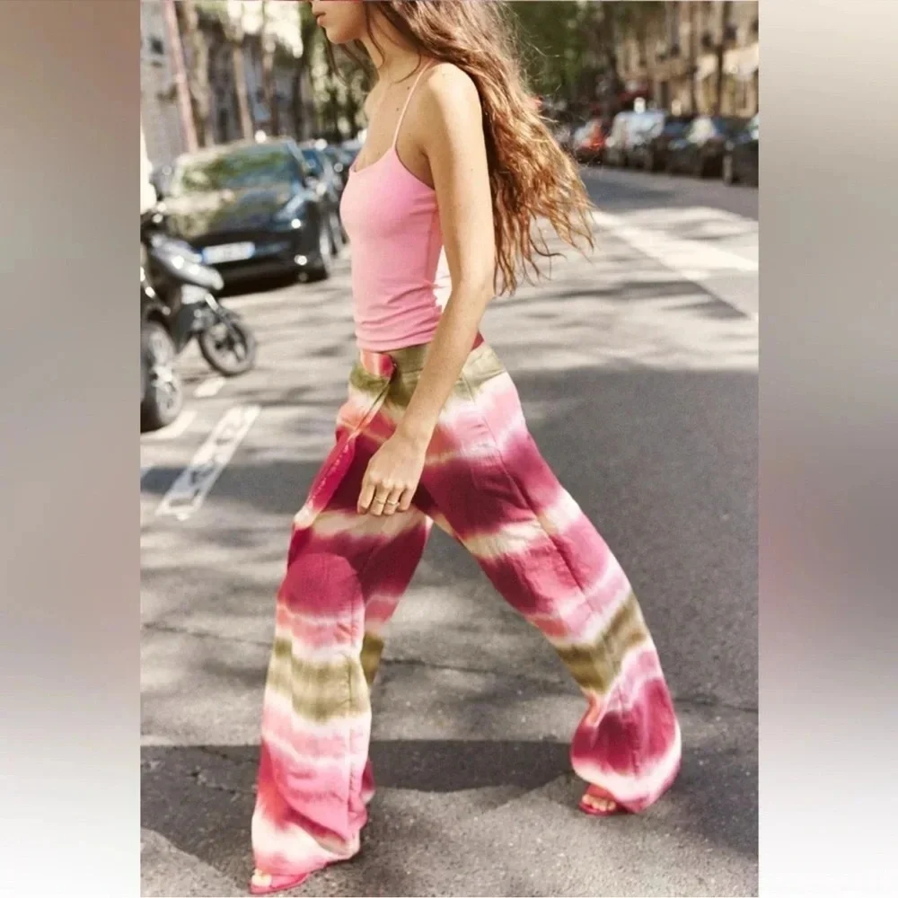 ZARA TIE DYE MULTICOLORED WRAP PANTS - Picture 3 of 6
